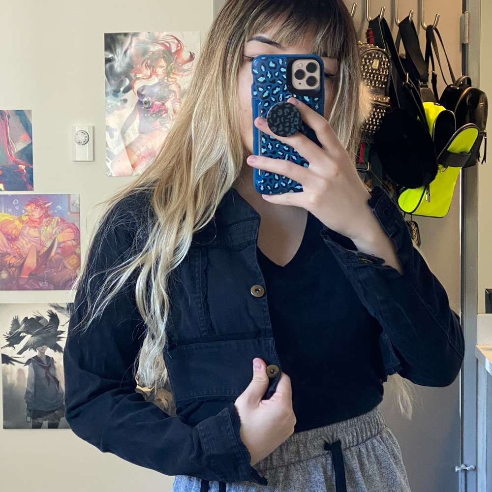 Ultra Cropped Black Paris Blues Lace-Lined Jacket